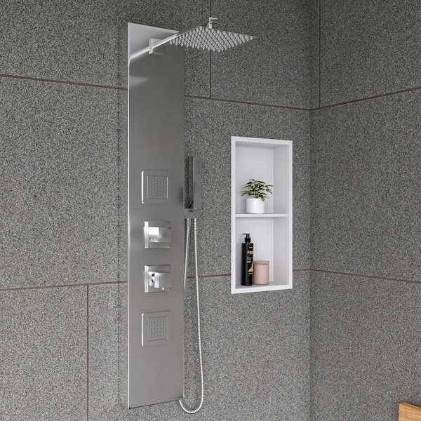 ALFI ABN2412-PSS 24 x 12 Polished Stainless Steel Horizontal Single Shelf  Bath Shower Niche – Bath4All