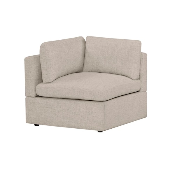 Thorton 37 in. Modular Track Arm Performance Fabric Arm Chair Sofa in Wheat Beige