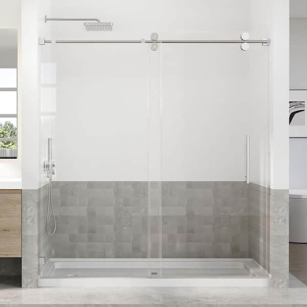 66-72 in. W x 76 in. H Sliding Frameless Shower Door in Chrome Finish with 5/16 in. (8 mm) Tempered Glass