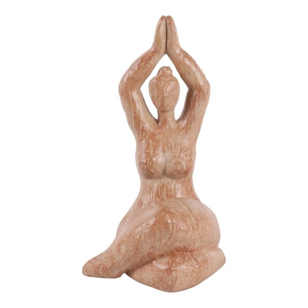 Resin 11 in. Brown Namaste Female Yoga Figurine