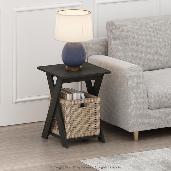 Modern Simplistic Espresso Criss-Crossed End Table (Set of 2)