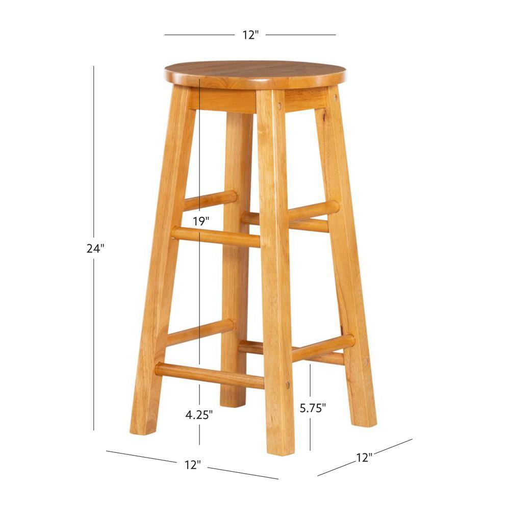 24" Brown Wood Backless Counter Stool