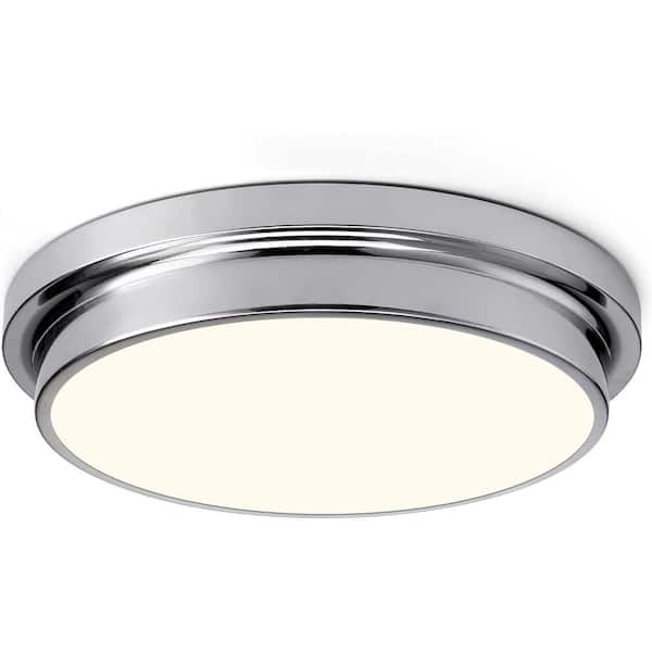 Unbranded 11 in. LED Flush Mount Ceiling Light, Round Flat Modern Light Fixture - Sand Nickel
