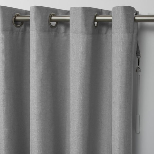 Loha Patio Dove Grey Solid Light Filtering Grommet Top Curtain, 108 in. W x 84 in. L
