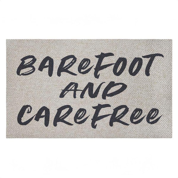 Minimal Barefoot And Carefree Brown 18 in. x 30 in. Polyester Non-Slip Outdoor Door Mat