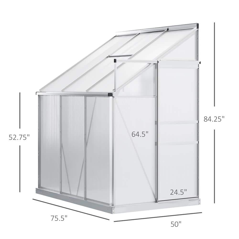 Outsunny 6' x 4' Clear Aluminum Polycarbonate Lean-to Greenhouse