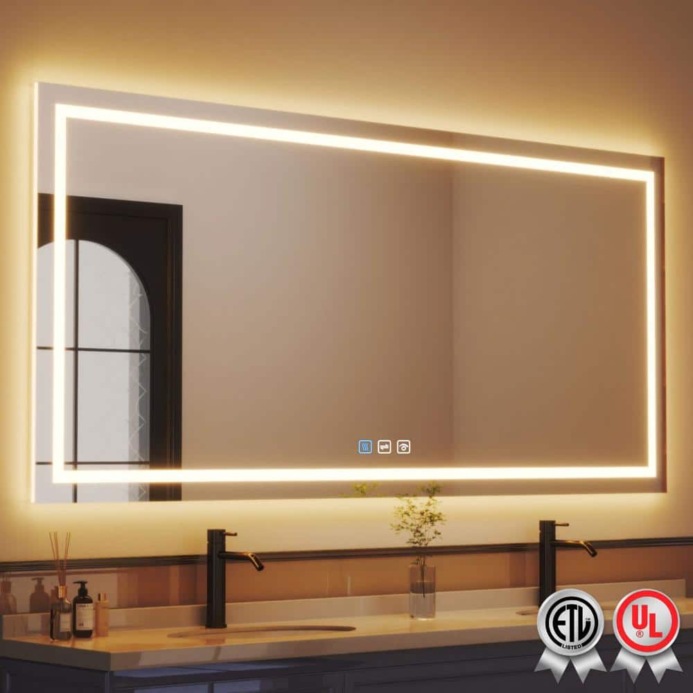 waterpar 78in. W x 36 in. H Rectangular Frameless Wall