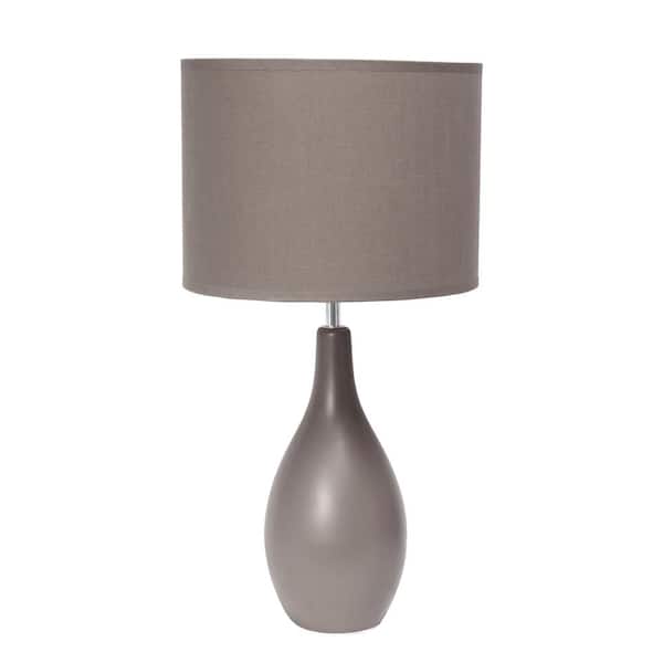 Creekwood home 18.11 in. Gray Traditional Standard Ceramic Dewdrop Table Desk Lamp with Matching Fabric Shade