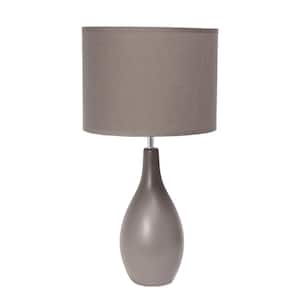 18.11 in. Gray Traditional Standard Ceramic Dewdrop Table Desk Lamp with Matching Fabric Shade