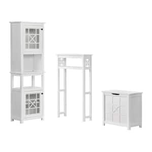 Derby 4-Piece 27 in. W x 44 in. H x 8 in. D White Wood Bathroom Set with Over-the-Toilet-Storage Shelf
