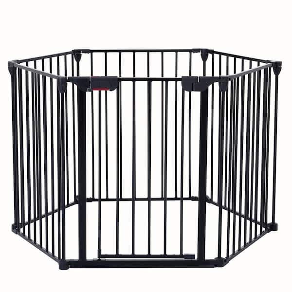 150 in. Adjustable Safety Gate Play Yard Metal Doorways Fireplace Fence Christmas Tree Fence Gate