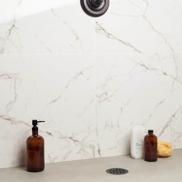 Saroshi Statuario Venato 23.62 in. x 23.62 in. Polished Marble Look Porcelain Floor and Wall Tile (15.5 sq. ft./Case)