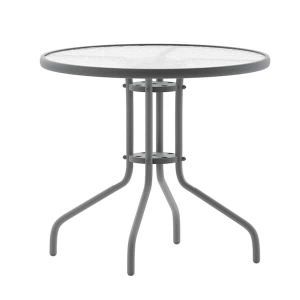 Carnegy Avenue Silver Round Steel Outdoor Side Table