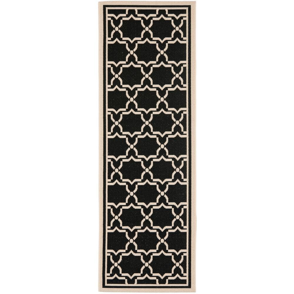Courtyard Black/Beige 2 ft. x 14 ft. Geometric Indoor/Outdoor Patio  Runner Rug price history on PriceWatchPro