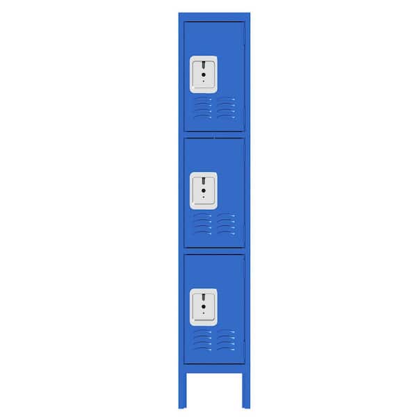 12 in. W x 66 in. H x 12 in. D 3 Door Metal Lockers With Lock, Side Tool Locker, Freestanding Storage Cabinet