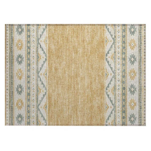 Chantille Machine Washable Indoor/Outdoor Abstract ACN3075 Gold 2 ft. x 3 ft. Accent Rug