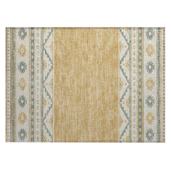 Chantille Machine Washable Indoor/Outdoor Abstract ACN3075 Gold 3 ft. x 4 ft. Area Rug