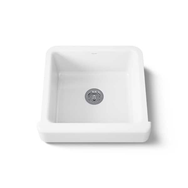 KOHLER Whitehaven 24 in. Farmhouse/Apron-Front Single Bowl White Cast Iron Kitchen Sink Only