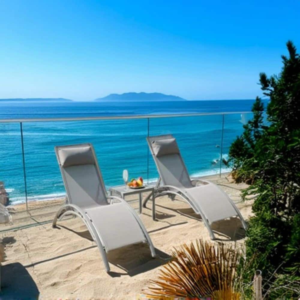 Beach Lounge Chair 3-Piece Set, Adjustable Aluminum Lounge Chair with Side Table (Gray, 2 Lounge Chairs + 1 Table) price history on PriceWatchPro