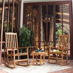 Moni Teak Wood Outdoor Rocking Chair Conversation Set (3-Piece)
