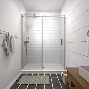 Tenna 60 in. W x 74 in. H Sliding Shower Door CrystalTech Treated 5/16 in. Tempered Clear Glass Polished Chrome Hardware