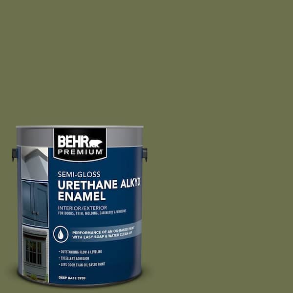 BEHR PREMIUM 1 gal. #AE-36 Shelter Green Urethane Alkyd Semi-Gloss Enamel Interior/Exterior Paint