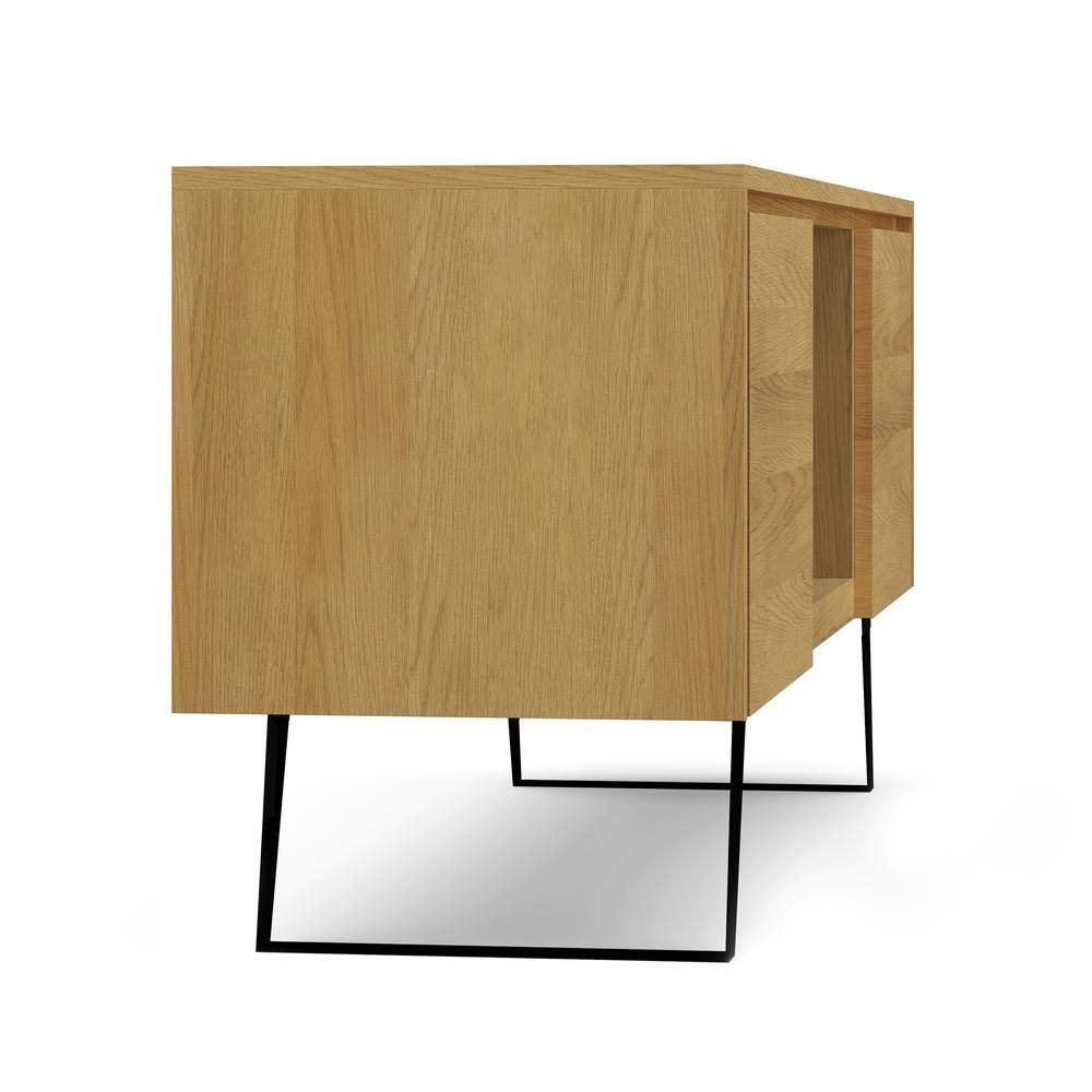 Lowry Modern Industrial Oak Veneer TV Stand with Storage