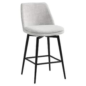 26 in. Cynthia Black High Back Metal Swivel Counter Stool with Faux Leather Seat (Set of 3)