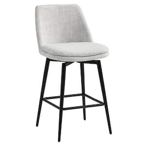 26 in. Cynthia White High Back Metal Swivel Counter Stool with Faux Leather Seat (Set of 3)