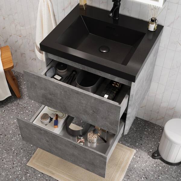 FAMYYT 24 in. W x 20 in. D x 21 in. H Single Sink Floating