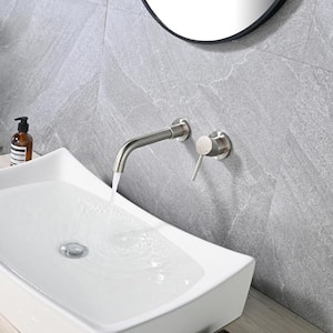Modern Single-Handle Wall Mounted Bathroom Faucet in Brushed Nickel