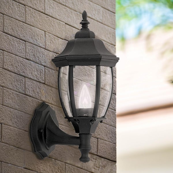 Tiverton Black 1-Light Outdoor Line Voltage Hardwired Porch Light Wall Sconce with No Bulb Included