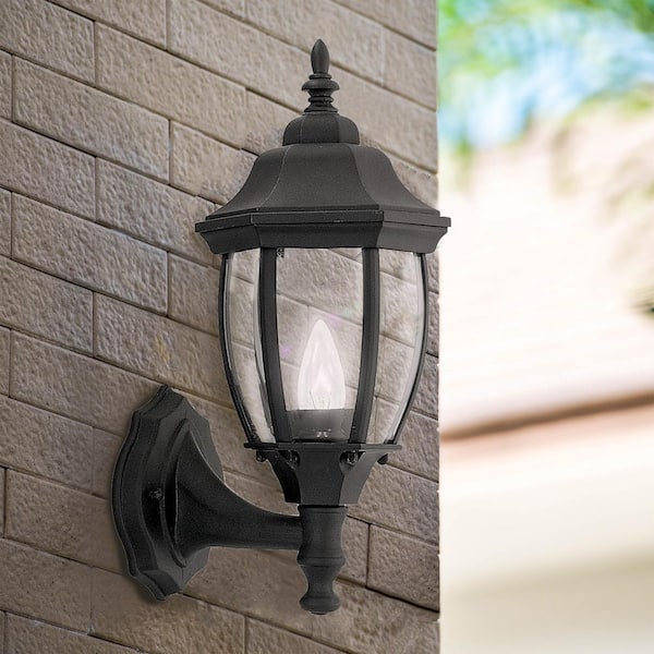 Tiverton 16.25 in. Black 1-Light Outdoor Line Voltage Wall Sconce with No Bulb Included