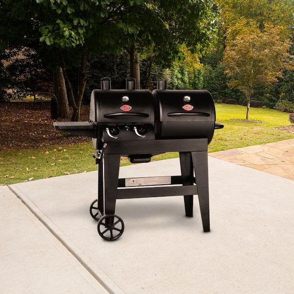 Char Griller E5037 Dual Threat 2 Burner Gas and Charcoal Grill in Black