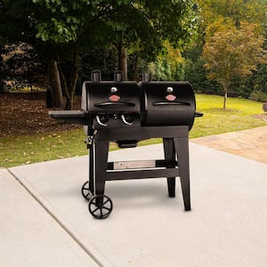 Dual Threat 2-Burner Gas and Charcoal Grill in Black