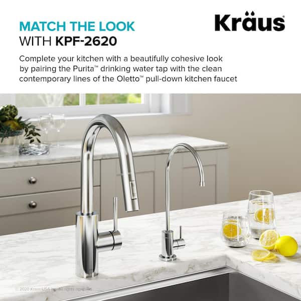Kraus Purita Single Handle Water Dispenser Faucet For Water Filtration System In Chrome Ff 100ch The Home Depot