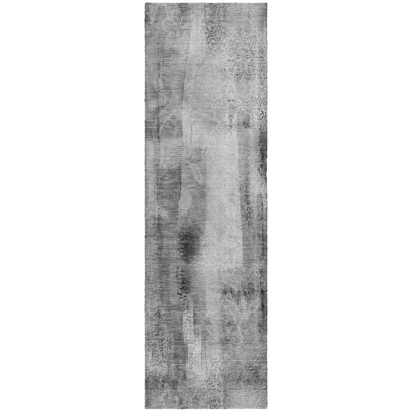 Dream Shag Premium Machine Washable Abstract ADS537 Gray 2 ft. x 7 ft. Runner Rug