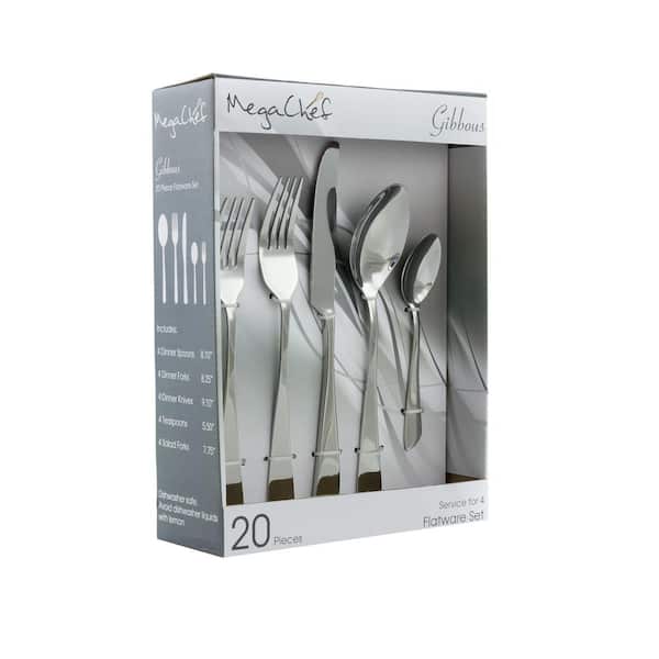 MegaChef Gibbous 20-Piece Silver Stainless Steel Flatware Set (Service for 4)