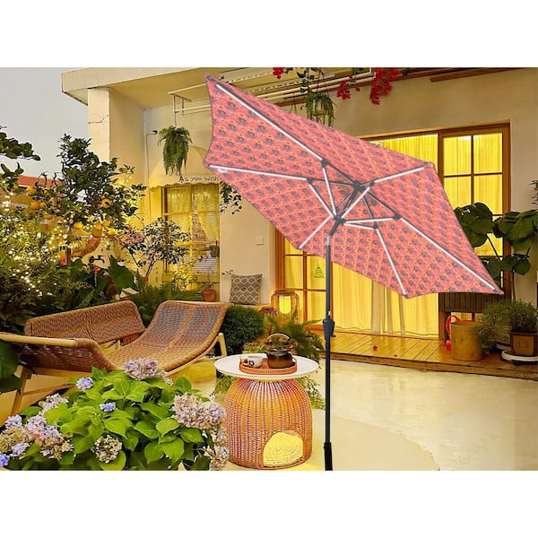 11 ft red patio umbrella Maypex 11 ft. Steel Market Crank Patio Umbrella in Red