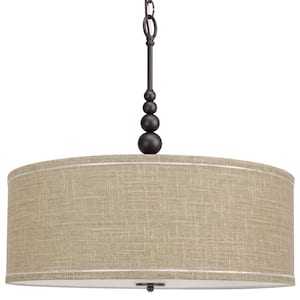 Adelade 60-Watt 3-Light Bronze Contemporary Chandelier with Sand Shade, No Bulb Included