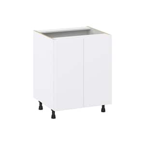 Fairhope Bright White Slab Assembled Sink Base Kitchen Cabinet with Full High Door (27 in. W X 34.5 in. H X 24 in. D)