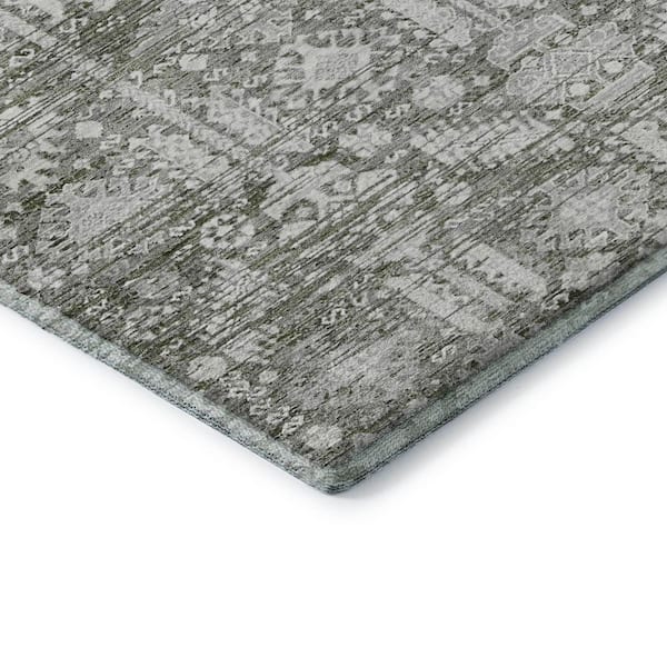 Mayfield Premium Machine Washable Abstract AMF1771 Pewter 9 ft. x 12 ft. Area Rug