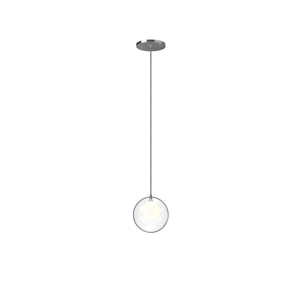 Chrome LED Single Pendant with Clear and Frosted Glass