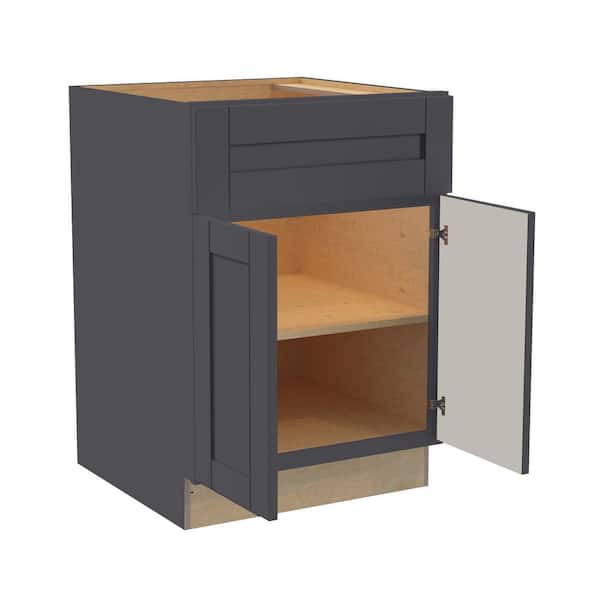 Washington 24 in. W x 24 in. D x 34.5 in. H Assembled Plywood Base Kitchen Cabinet in Onyx with Soft Close Doors