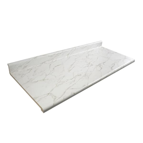 Hampton Bay 10 ft. Straight Laminate Countertop with Waterfall Edge I/B in Textured Anzio Marble/Fine Velvet Texture