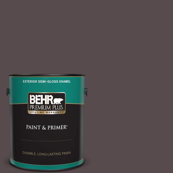 BEHR PREMIUM PLUS 1 gal. #N100-7 Aubergine Semi-Gloss Enamel Exterior Paint & Primer