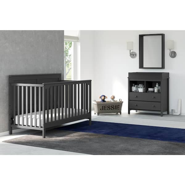 Storkcraft Alpine Gray 2 Drawer, Grey Crib With Changing Table And Dresser