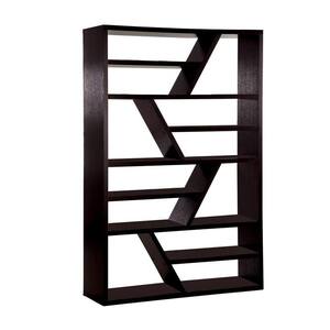 Kamloo 70.875 in. Espresso Wood 12-Shelf Accent Bookcase with Open Back
