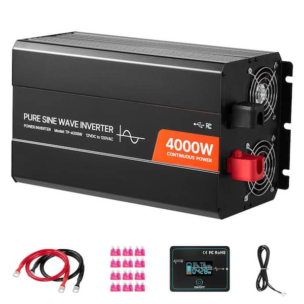 Power Inverter, 4000 W Solar Car Charger Converter with LCD Display, Remote Control for RV, Truck Outdoor 2025 Update
