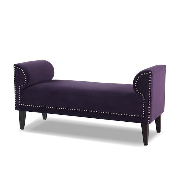 Jennifer Taylor Paloma Roll Arm Upholstered Bench Purple